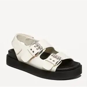 NWT Chunky Patent Leather Double Buckle Strap Sandals